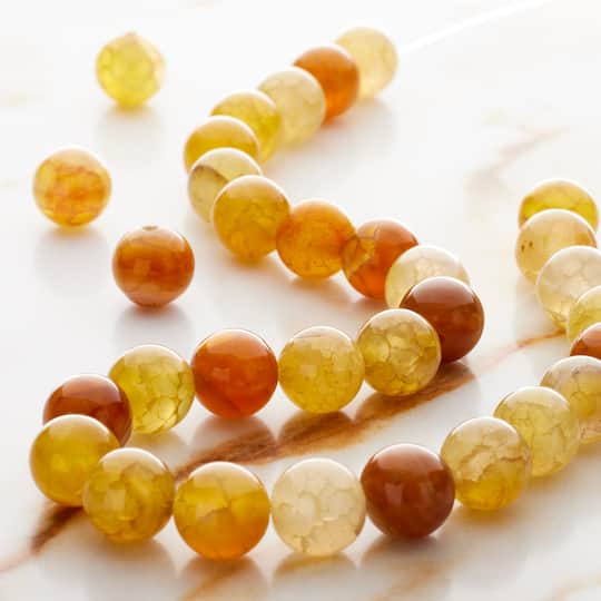 Yellow Crackled Agate Round Beads by Bead Landing™